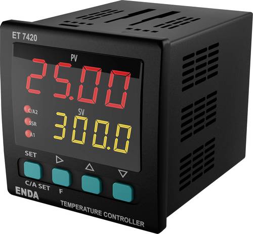 Enda ET7420-230 PID Temperaturregler Pt100, J, K, T, S, R Relais 2 A, SSR (L x B x H) 101 x 72 x 72m von Enda