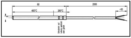 Enda Temperatursensor K1-TC-J-6x60-2M Fühler-Typ J Messbereich Temperatur-50 bis 400°C Kabellänge von Enda