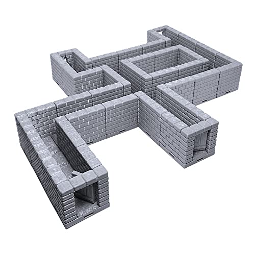 EnderToys Locking Dungeon Tiles - Halls & Passages, Paintable 3D Printed Tabletop Role Playing Game Terrain Scenery for 28mm Miniatures von EnderToys