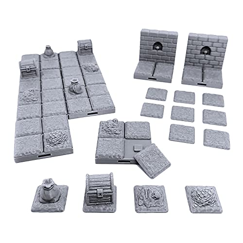 EnderToys Verschließbare Dungeon-Fliesen, Schatzfliesen, Terrain-Landschaft, Tischplatte, 28 mm Miniaturen, Rollenspiel, 3D-gedruckt, lackierbar, von EnderToys