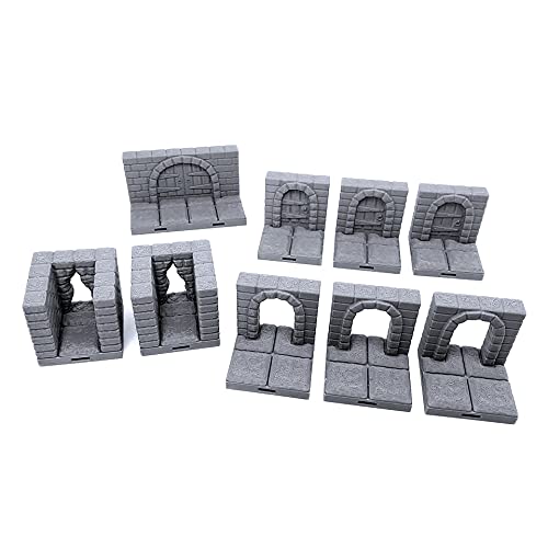 EnderToys Locking Dungeon Tiles – Türen und Eingänge, Geländelandschaft, Tischplatte, 28 mm, Miniaturen, Rollenspiel, 3D-Druck, lackierbar von EnderToys