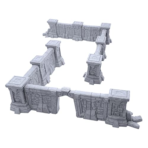 Makers Anvil Vergessene Temple Walls 3D-gedruckte Tischplatte, RPG-Szenerie und Wargame-Gelände, für 28 mm Miniaturen von EnderToys