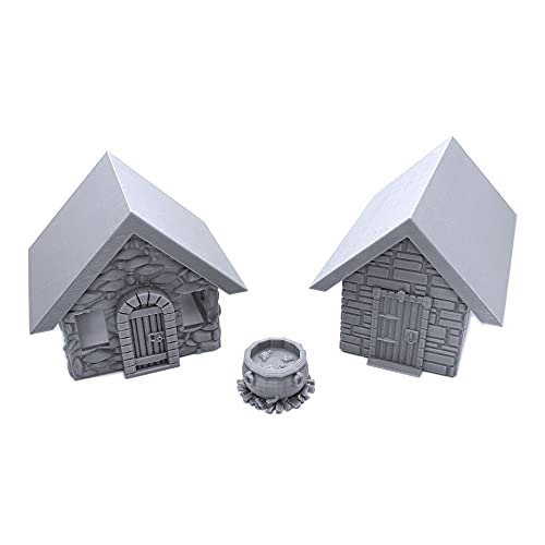 EnderToys Stone Houses, Terrain Scenery for Tabletop 28mm Miniatures Wargame, 3D Printed and Paintable von EnderToys