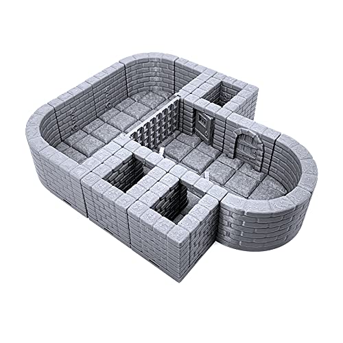 EnderToys Locking Dungeon Tiles – Gefängnis und Haltezellen, lackierbar, 3D-gedrucktes Tisch-Rollenspiel, Geländelandschaft für 28 mm Miniaturen von EnderToys