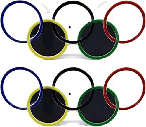 Endxedio Olympische Sonnenbrille – 2024 Olympische Ringbrille, Olympische Fünf-Ring-Partybrille, Sport-Party-Dekorationen, Spiel-Sport-Papierbrillen für Sommersportaktivitäten, Party (2 Stück) von Endxedio