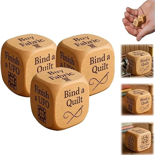 Quilter-Würfel, 6-seitige Würfel aus Holz mit gravierten Aufgaben, lustiges praktisches Werkzeug für Heimwerker, Nähbegeisterte, einzigartiges Geschenk für Quilter, Bastler, Strumpffüller (3 Stück) Quilter-Würfel, 6-seitige Würfel aus Holz mit gravierten Aufgaben, lustiges praktisches Werkzeug für Heimwerker, Nähbegeisterte, einzigartiges Geschenk für Quilter, Bastler, Strumpffüller (3 Stück) von Endyniner