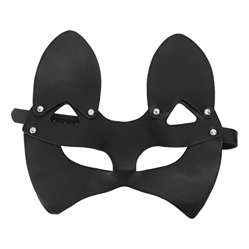 Enforose Leder Katzenmaske Halloween Party Cosplay Kostüme Punk Schwarze Katzenmasken Katzenkopfmaske Halbgesichtsmaske für Halloween Party Karneval Gesicht Dekorativ von Enforose