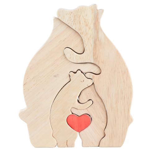 Personalisiertes süßes Bären-Puzzle aus Holz, Bären-Familienpuzzle, 4 süße Bären, exquisites personalisiertes Kunstpuzzle aus Holz für Familie, Mutter, Kinder von Enforose