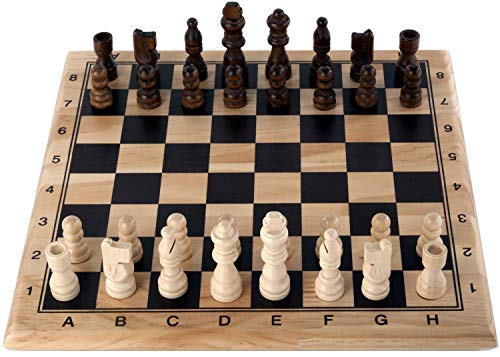 Engelhart - 150235-150236- Schachspiel und Dame Birkenholz - 30 cm x 30 cm - Massivholz-Spielbrett - komplettes Spiel mit Stücken - ab 6 Jahren (Schach) von Engelhart