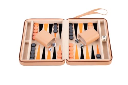 Engelhart- 250501 – Reisetasche Backgammon-Spiel 9 Zoll beige orange und schwarz von Engelhart