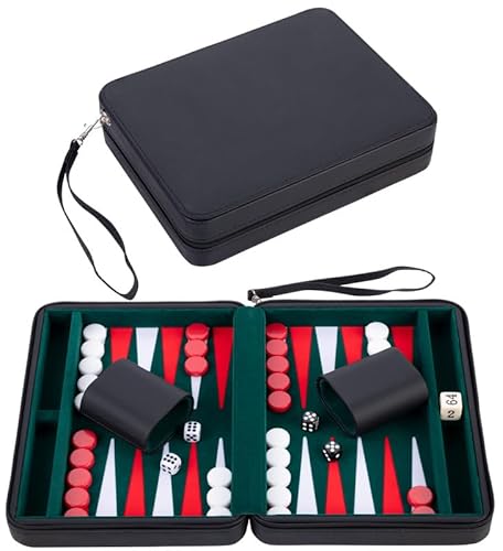 Engelhart- 250502 – Reisetasche Backgammon-Reisespiel 9 Zoll grün rot weiß von Engelhart