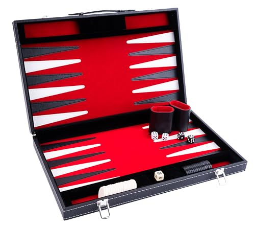Engelhart- 250519 – Backgammon gesteppt 18 Zoll – rot schwarz weiß von Engelhart