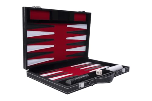 Engelhart- 250519 – Backgammon gesteppt 18 Zoll – rot schwarz weiß von Engelhart