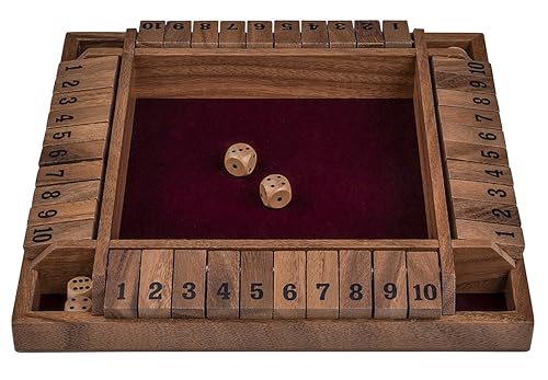 Engelhart - 300406 - Shut The Box für 4 Spieler - Holzbox mit Filz - 8 Holz-Würfel - Traditionelles Gesellschaftsspiel - Maße 29x29x3,5 cm - Würfelspiel Engelhart - 300406 - Shut The Box für 4 Spieler - Holzbox mit Filz - 8 Holz-Würfel - Traditionelles Gesellschaftsspiel - Maße 29x29x3,5 cm - Würfelspiel von Engelhart