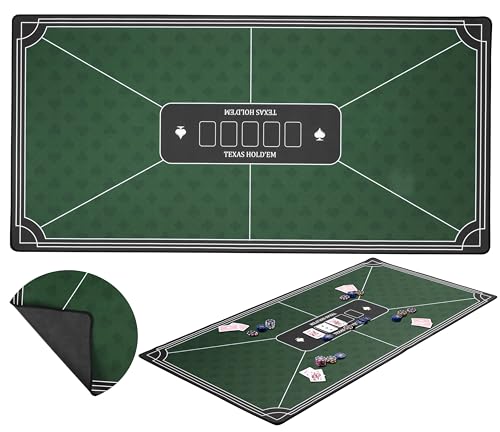 Engelhart - 320992 – Pokermatte grün – rutschfeste Spielfläche 120 cm x 60 cm – Dicke: 3 mm – bedruckte Tischdecke aus Polyester und Gummi – Zubehör für Casinospiel von Engelhart