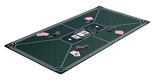 Engelhart - 320992 – Pokermatte grün – rutschfeste Spielfläche 120 cm x 60 cm – Dicke: 3 mm – bedruckte Tischdecke aus Polyester und Gummi – Zubehör für Casinospiel von Engelhart