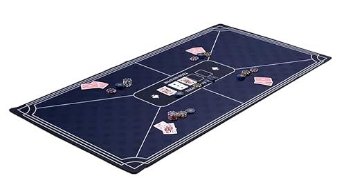 Engelhart - 320993 – Pokermatte blau – rutschfeste Spielfläche 120 cm x 60 cm – Dicke: 3 mm – bedruckte Tischdecke aus Polyester und Gummi – Zubehör für Casinospiel von Engelhart