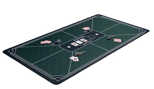 Engelhart - 320994 – Pokermatte grün – rutschfeste Spielfläche 140 cm x 80 cm – Dicke: 3 mm – bedruckte Tischdecke aus Polyester und Gummi – Zubehör für Casinospiel von Engelhart