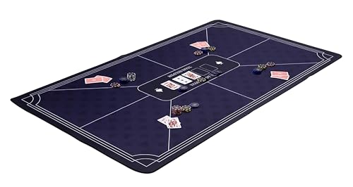 Engelhart - 320995 - Pokermatte, blau, rutschfeste Spielfläche, 140 cm x 80 cm, Dicke: 3 mm, bedruckte Tischdecke, Polyester und Gummi, Zubehör für Casinospiel von Engelhart