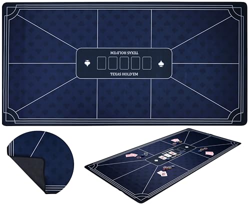 Engelhart - 320997 – Pokermatte blau – rutschfeste Spielfläche 180 cm x 90 cm – Dicke: 3 mm – bedruckte Tischdecke aus Polyester und Gummi – Zubehör für Casinospiel von Engelhart