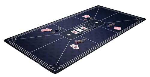 Engelhart - 320997 – Pokermatte blau – rutschfeste Spielfläche 180 cm x 90 cm – Dicke: 3 mm – bedruckte Tischdecke aus Polyester und Gummi – Zubehör für Casinospiel von Engelhart