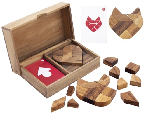 Engelhart - 350101 - Doppeltangram Herz aus Holz - Holzpuzzle - Ökologisches Holzspiel - 1 und 2 Spieler - ab 4 Jahren von Engelhart