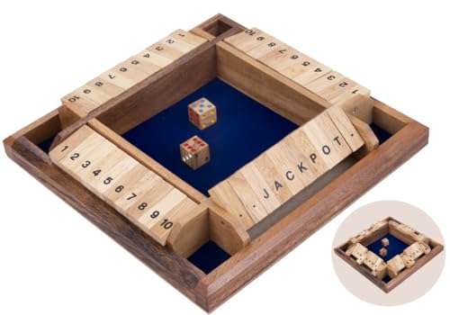 Engelhart - 350122 - Shut The Box für 4 Spieler - Würfelspiel - Caféspiel - Familienspiel - Ökologisches Holzspiel - ab 6 Jahren von Engelhart