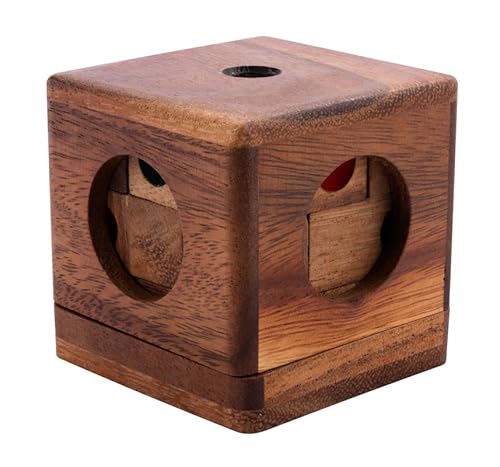 Engelhart – 350180- Eingeschlossener Würfel Holz-Denkspiel Schwierigkeitsgrad schwierig für Erwachsene – 9 Teile – Lösung im Spiel – 6,9 x 6,9 x 6,3 cm von Engelhart