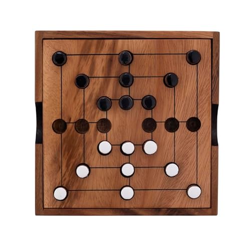 Engelhart - 350270-BW - Nine Men Morris - Mühlespiel aus Holz - Ökologisches Gesellschaftsspiel - 2 Spieler - 3 cm x 13,8 cm x 13,8 cm von Engelhart