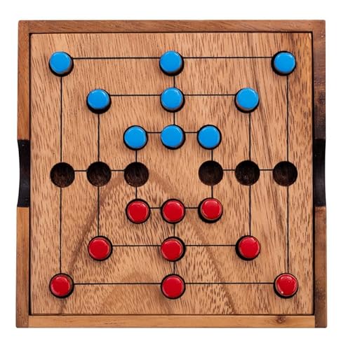 Engelhart – 350270- Marelle aus Holz – Mühlespiel – Nine Men Morris – ökologisches Gesellschaftsspiel – Reisespiel – 13.8 x 13,8 x 3 cm – 2 Spieler von Engelhart