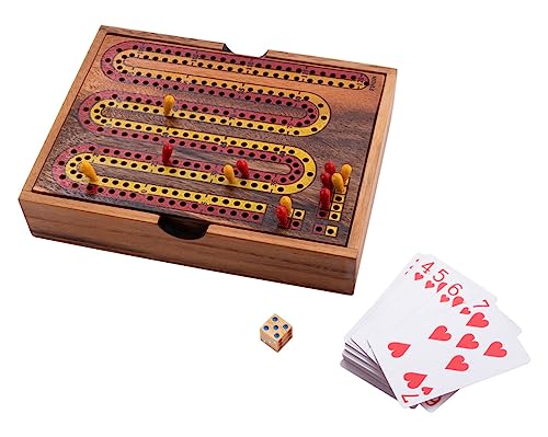 Engelhart – 350290- Cribbage aus Holz in Einer Schachtel mit Karten – Brettspiel für mindestens 2 Spieler ab 8 Jahren – 16,7 x 22,2 x 4,3 cm von Engelhart