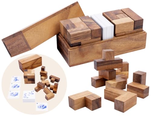 Engelhart - 350460 - Doppelsoma-Würfel - 3D-Holzpuzzle-Würfel - Schwierigkeitsgrad: schwer - 2 Holzwürfel - Formenblätter - Ökologische Holzbox - 2 Spieler - ab 6 Jahren von Engelhart