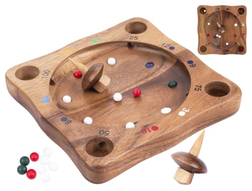 Engelhart - 350490 - Tiroler Roulette aus Holz - Glücksspiel - Holzbrettspiel - Kreisel - 10 Kugeln - Ökologisches Spiel - 2 Spieler und mehr - ab 6 Jahren von Engelhart