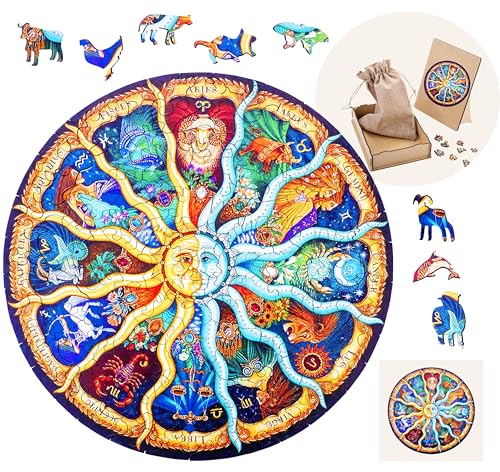 Engelhart - 602270 - Holzpuzzle Tiere: Mond A3 - Einzigartige 155-Teile-Holzform - Erwachsenenpuzzle - Holzkiste - Ab 12 Jahren - 29,7 x 42 cm von Engelhart