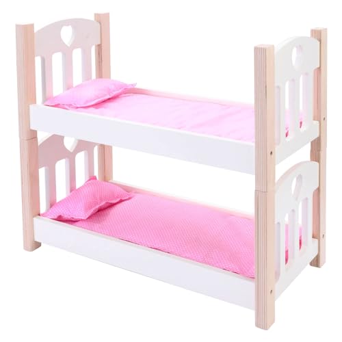 Engelhart – 606011 – Puppen-Etagenbett aus Holz, rosa/weiß – 50 x 26 x 47 cm – ab 3 Jahre von Engelhart