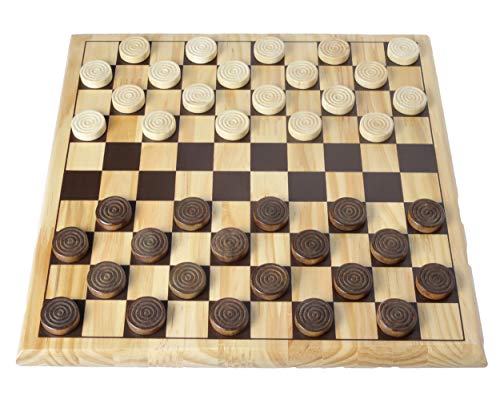 Engelhart - 150235-150236- Schachspiel und Dame Birkenholz - 30 cm x 30 cm - Massivholz-Spielbrett - komplettes Spiel mit Stücken - ab 6 Jahren (Dame) von Engelhart
