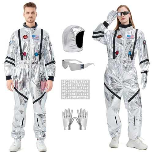 Astronaut Kostüm Herren Damen Silber Astronauten Overall Space Anzug Erwachsener Halloween Karneval Raumfahrer Costume Astronaut Kostüm Herren Damen Silber Astronauten Overall Space Anzug Erwachsener Halloween Karneval Raumfahrer Costume von Enhenenhen