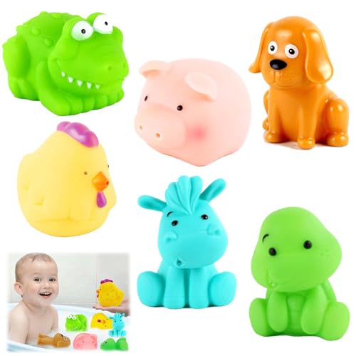 EnixwH 6 Stücke Badewannen Spielzeug, Baby Badespielzeug, Bath Toys for 1 Year Old, Badewanne Spielzeug Kinder ab 1 2 3 4 Jahre, Badespielzeug Geschenk für Jungen und Mädchen Geburtstag ab 6 Monate von EnixwH