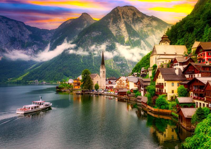 Enjoy Puzzle Hallstatt bei Sonnenuntergang, Österreich 1000 Teile Puzzle Enjoy-Puzzle-2089 von Enjoy Puzzle