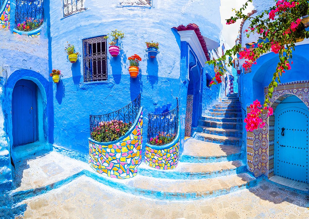 Enjoy Puzzle Türkis-Straße in Chefchaouen, Marokko 1000 Teile Puzzle Enjoy-Puzzle-1365 von Enjoy Puzzle