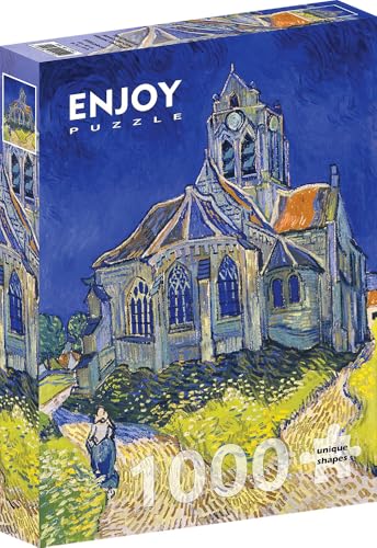 1000 Pieces Jigsaw Puzzle – Matte Finish, Soft Touch, Sturdy and Unique Pieces, Tight Fit, Vivid Colors, Missing Pieces Service – Auvers Church – Van Gogh Famous Impressionist Painting by ENJOY Puzzle von Enjoy puzzle