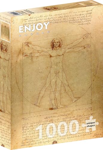 1000 Pieces Jigsaw Puzzle – Matte Finish, Soft Touch, Sturdy and Unique Pieces, Tight Fit, Vivid Colors, Missing Pieces Service – Vitruvian Man – Leonardo Da Vinci Famous Painting – by ENJOY Puzzle von Enjoy puzzle