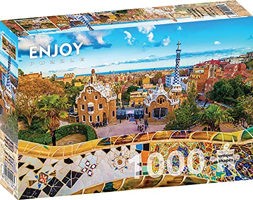 1000 Pieces Jigsaw Puzzle for Adults – Matte Finish, Soft Touch, Sturdy and Unique Pieces, Tight Fit, Vivid Colors, Missing Pieces Service – Barcelona Park Guell Landscape in Spain – by ENJOY Puzzle von Enjoy puzzle