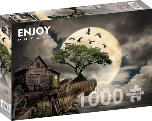 1000 Pieces Jigsaw Puzzle for Adults – Matte Finish, Soft Touch, Sturdy and Unique Pieces, Tight Fit, Vivid Colors, Missing Pieces Service – Fantasy Landscape with Cabin and Moon – by ENJOY Puzzle von Enjoy puzzle