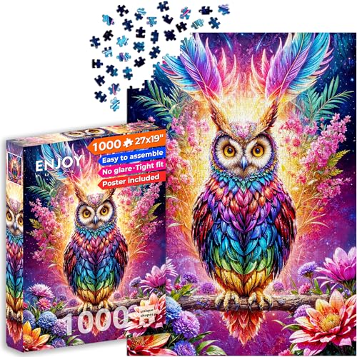 1000 Pieces Jigsaw Puzzle for Adults – Matte Finish, Soft Touch, Sturdy and Unique Pieces, Tight Fit, Vivid Colors, Missing Pieces Service – Magical Owl in Floral Fantasy Illustration by ENJOY Puzzle 1000 Pieces Jigsaw Puzzle for Adults – Matte Finish, Soft Touch, Sturdy and Unique Pieces, Tight Fit, Vivid Colors, Missing Pieces Service – Magical Owl in Floral Fantasy Illustration by ENJOY Puzzle von Enjoy puzzle