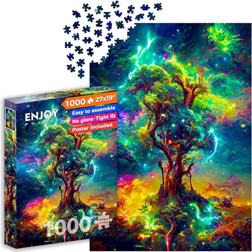 1000 Pieces Jigsaw Puzzle for Adults – Matte Finish, Soft Touch, Sturdy and Unique Pieces, Tight Fit, Vivid Colors, Missing Pieces Service – Magical Tree of Life in Space Illustration by ENJOY Puzzle 1000 Pieces Jigsaw Puzzle for Adults – Matte Finish, Soft Touch, Sturdy and Unique Pieces, Tight Fit, Vivid Colors, Missing Pieces Service – Magical Tree of Life in Space Illustration by ENJOY Puzzle von Enjoy puzzle