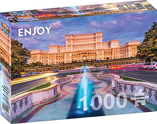 1000 Pieces Jigsaw Puzzle for Adults – Matte Finish, Soft Touch, Sturdy and Unique Pieces, Tight Fit, Vivid Colors, Missing Pieces Service – Parliament Landmark Landscape of Bucharest by ENJOY Puzzle von Enjoy puzzle