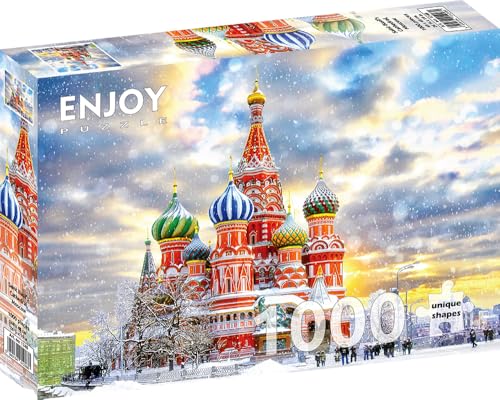 1000 Pieces Jigsaw Puzzle for Adults – Matte Finish, Soft Touch, Sturdy and Unique Pieces, Tight Fit, Vivid Colors, Missing Pieces Service – Saint Basil Cathedral Landscape in Moscow – by ENJOY Puzzle von Enjoy puzzle