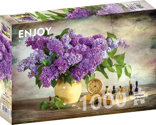 1000 Pieces Jigsaw Puzzle for Adults – Matte Finish, Soft Touch, Sturdy and Unique Pieces, Tight Fit, Vivid Colors, Missing Pieces Service – Still Life with Lilac and Chess Game – by ENJOY Puzzle 1000 Pieces Jigsaw Puzzle for Adults – Matte Finish, Soft Touch, Sturdy and Unique Pieces, Tight Fit, Vivid Colors, Missing Pieces Service – Still Life with Lilac and Chess Game – by ENJOY Puzzle von Enjoy puzzle