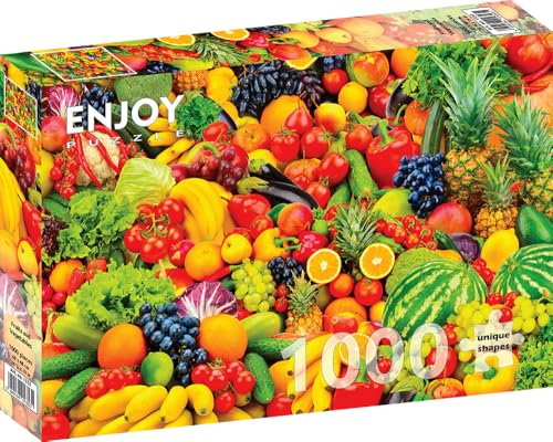 1000 Pieces Jigsaw Puzzle for Adults – Matte Finish, Soft Touch, Sturdy and Unique Pieces, Tight Fit, Vivid Colors, Missing Pieces Service – Tasty Fruits and Vegetables Collage – by ENJOY Puzzle 1000 Pieces Jigsaw Puzzle for Adults – Matte Finish, Soft Touch, Sturdy and Unique Pieces, Tight Fit, Vivid Colors, Missing Pieces Service – Tasty Fruits and Vegetables Collage – by ENJOY Puzzle von Enjoy puzzle
